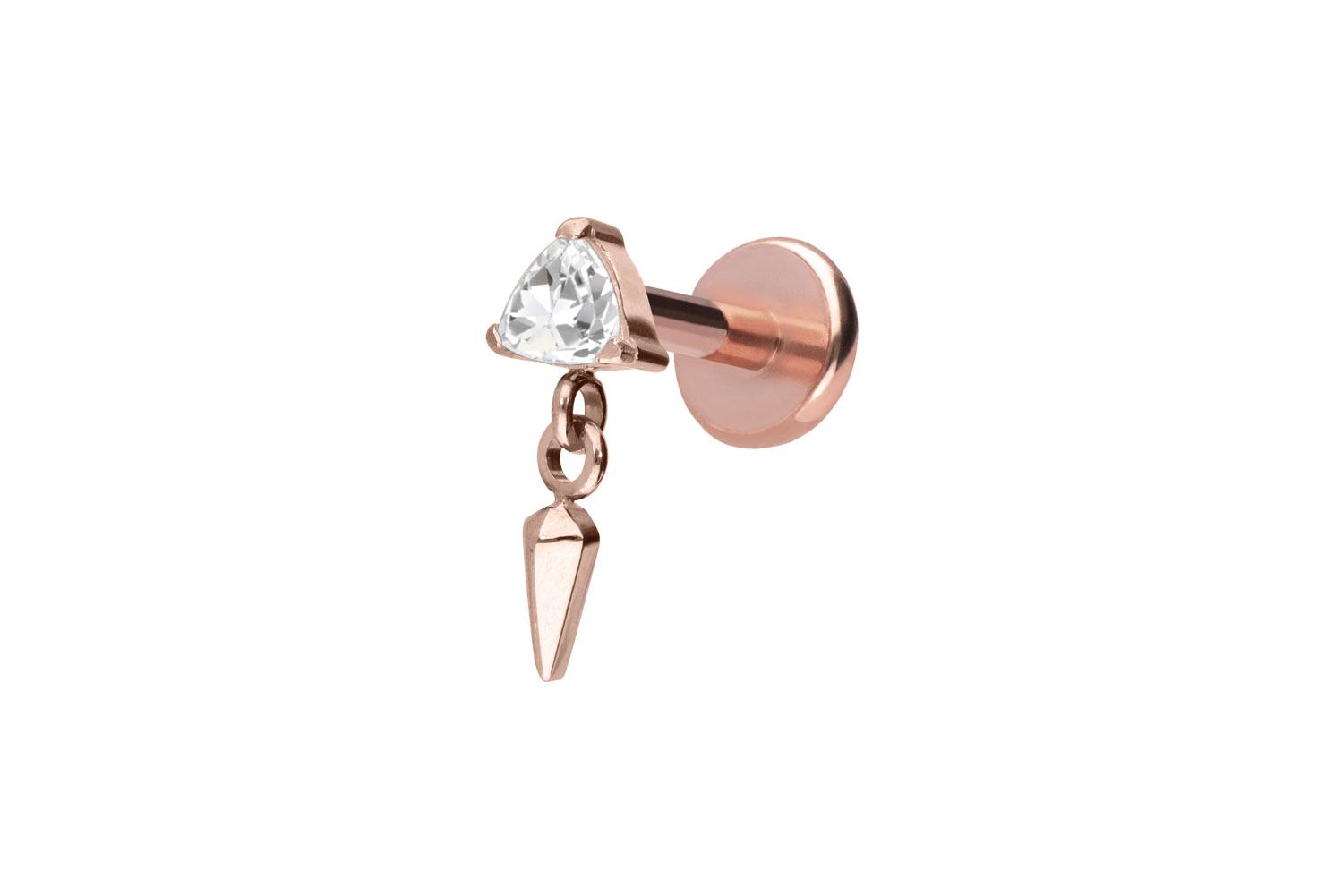 Titan Labret Piercing mit Push Fit KRISTALLDREIECK + SPITZE